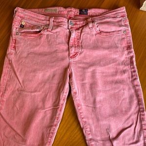 AG Brand The Stevie Ankle Slim Straight Red Jeans